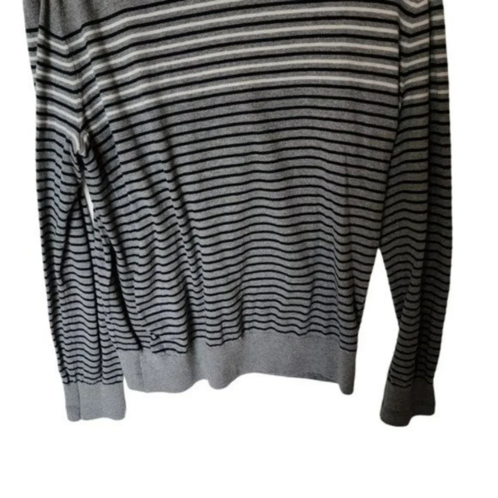 Banana Republic Sweater Gray‎ Blue Striped Cotton Cashmere Blend Size L Large